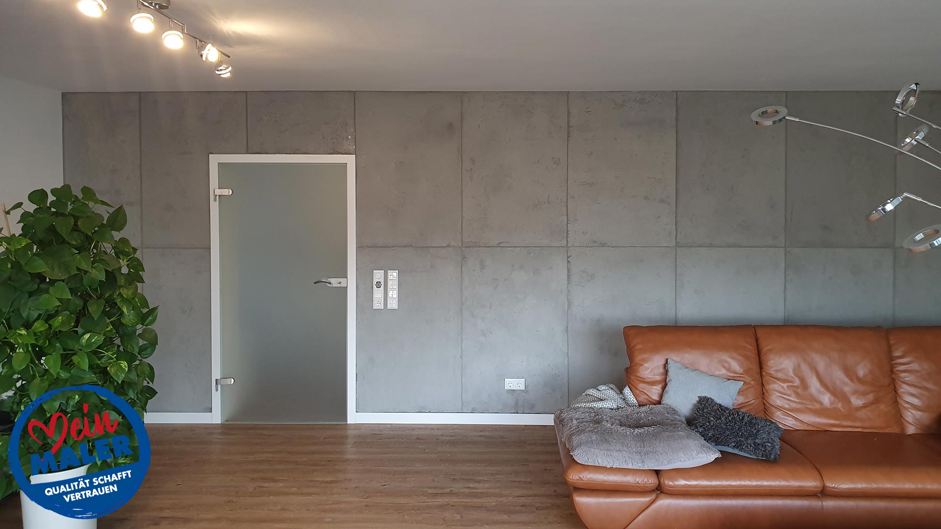 Betonoptik Spachteltechnik Wandgestaltung Wohnzimmer Maler Detmold