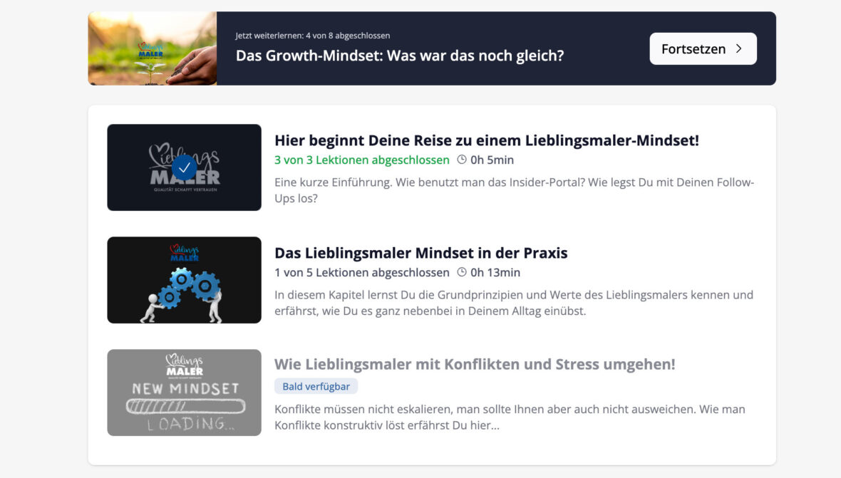 Screenshot Kurs-Ausblick